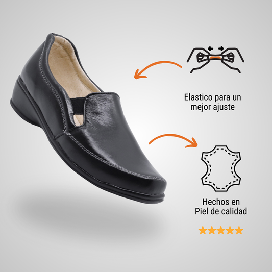 Zapato de vestir cómodo para mujer de piel color negro