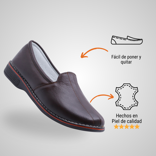 Zapato cómodo para mujer de piel chocolate