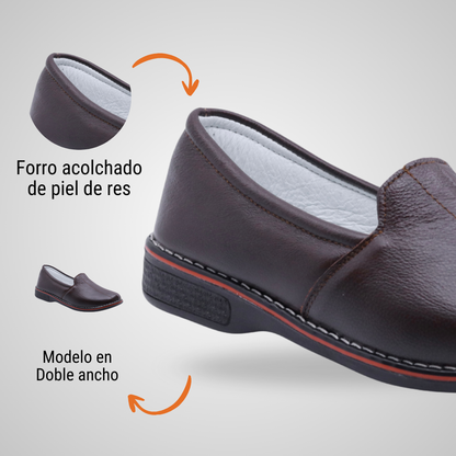 Zapato cómodo para mujer de piel chocolate