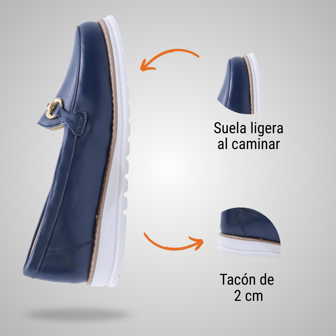 Mocasín cómodo para mujer de piel marino