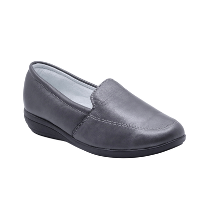 Mocasín de piel para dama color gris